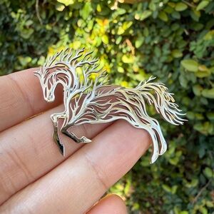 Silver Horse Lapel Pin Brooch Stainless Steel